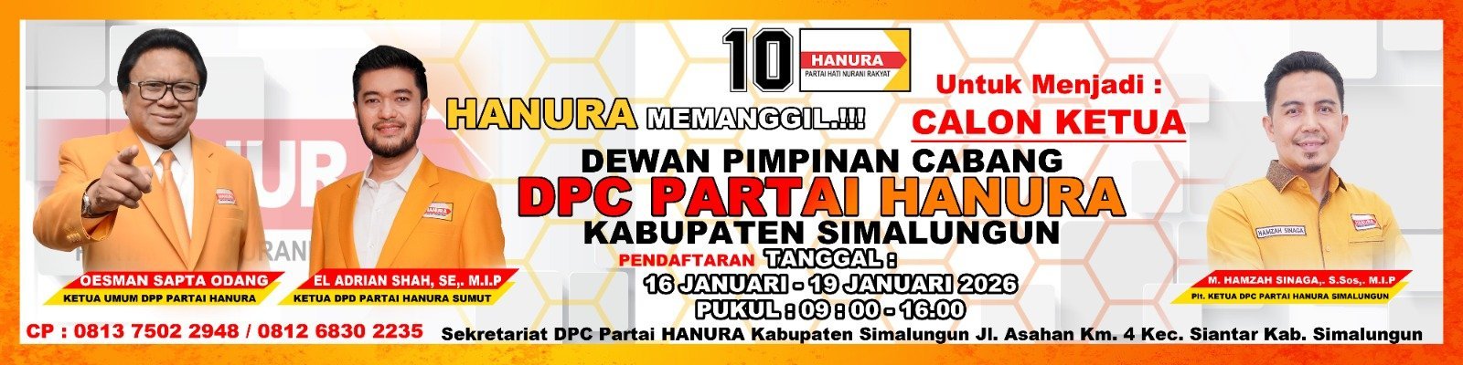 Menyambut Gembira Hanura, DPC Partai Hanura Simalungun Siap Gelar Muscab dan Penjaringan Ketua
