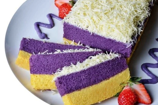 Resep Membuat Brownies Kukus Lapis Ubi Ungu Dengan Topping Keju
