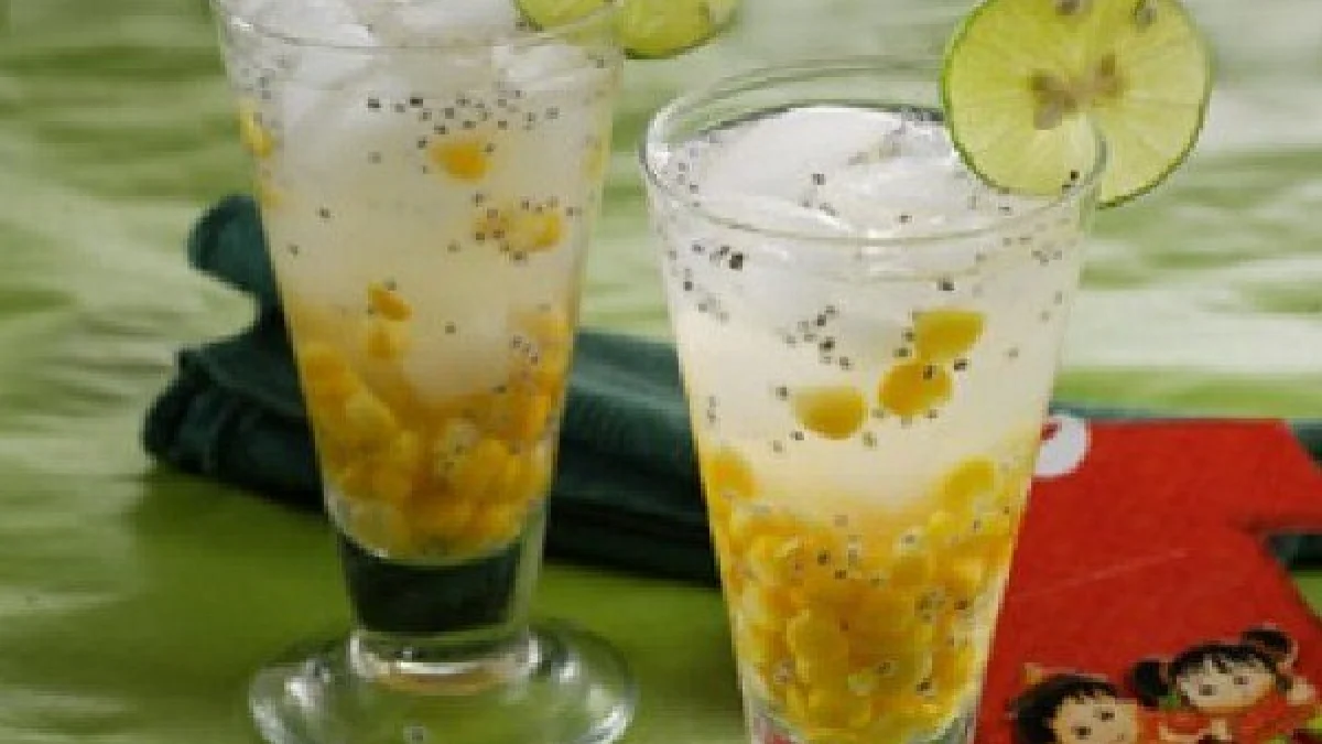 Resep dan Cara Membuat Es Jagung Manis Biji Selasih Kelapa Muda