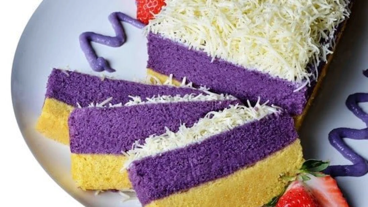 Resep Membuat Brownies Kukus Lapis Ubi Ungu Dengan Topping Keju