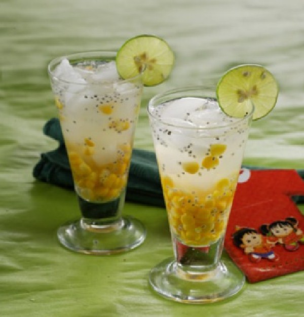 Resep dan Cara Membuat Es Jagung Manis Biji Selasih Kelapa Muda
