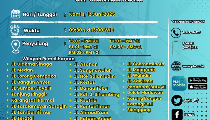 PLN ULP Siantar Kota Lakukan Pemadaman Sementara untuk Jaga Keandalan Listrik