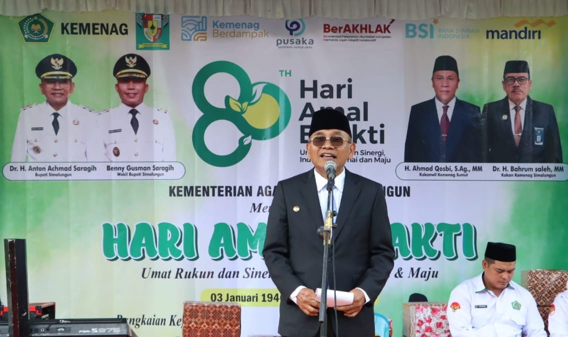 Hadiri Acara Resepsi Hari Amal Bakti Ke-80, Bupati Simalungun Harapkan Kemenag Tetap Menjadi Motor Kerukunan Umat Beragama